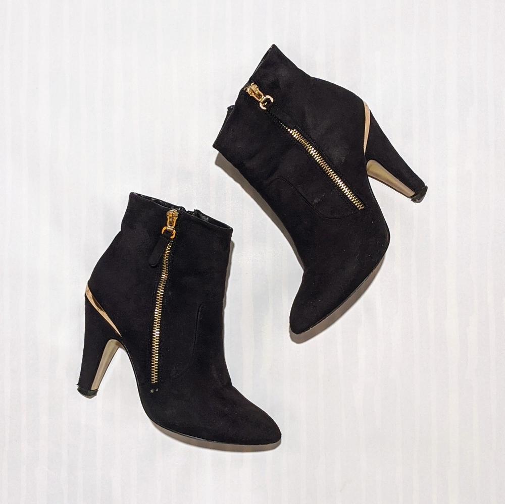 Black and Gold Heeled Boots
